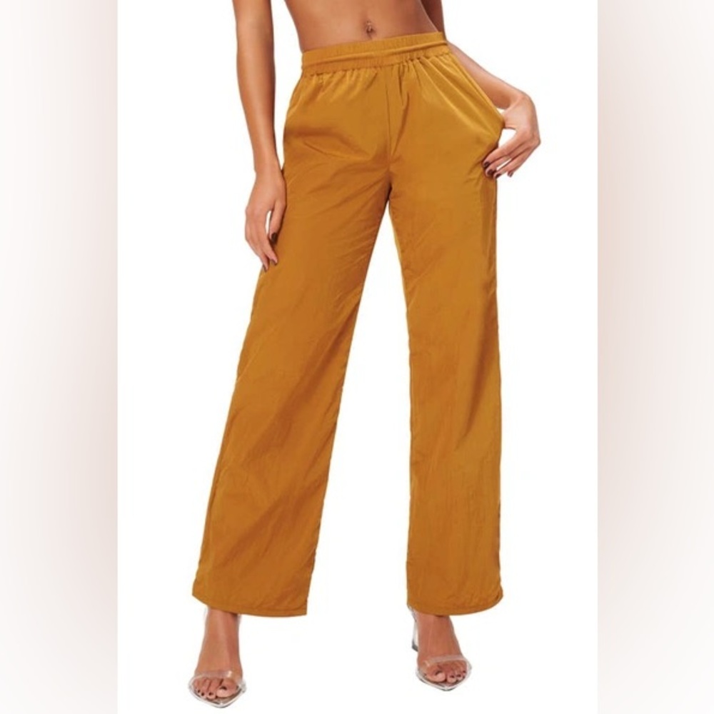 Good American Wide Leg Shine Track Pant